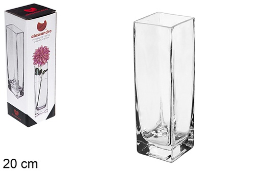 [100479] Vase en verre carré 20 cm