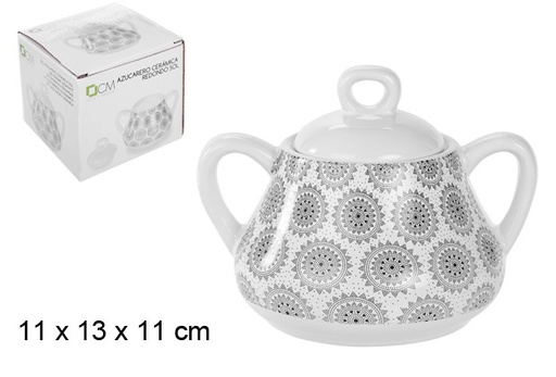 [104552] Ceramic sugar bowl with lid decorated sun