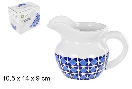 [104685] Lattiera in ceramica decorata blu