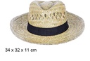Sombrero maíz hombre con cinta negra 34 cm