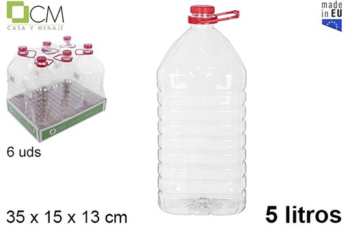 [106068] PET plastic squared carafe with handle 5 l.