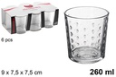 Pack 6 vasos cristal agua Gotas 260 ml