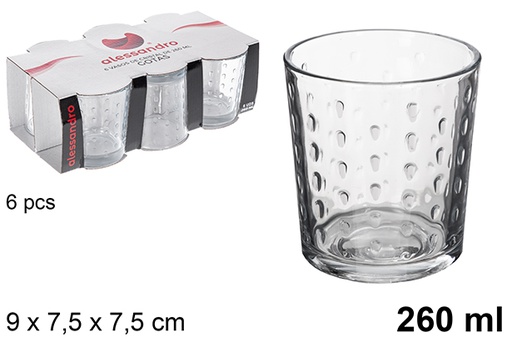 [100009] Pack 6 vaso cristal agua Gotas 260 ml
