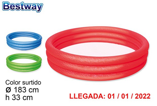 [200284] Piscina inflável de 3 anéis cores sortidas bolsa bw 183 cm