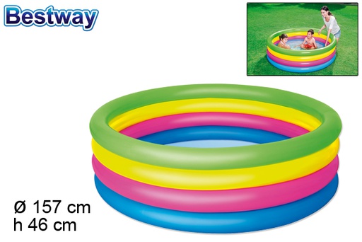 [200293] Inflatable children's pool 4 rings box bw 157 cm