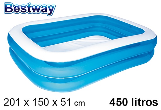 [200312] Piscine gonflable rectangulaire bleue boîte bw 450 l.