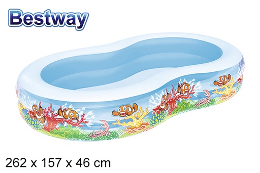 [200317] Inflatable pool 2 rings decorated 262x157 cm