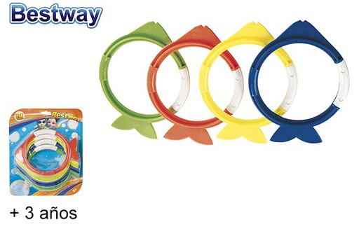 [105978] Pack of fish-shaped pool rings in assorted colors