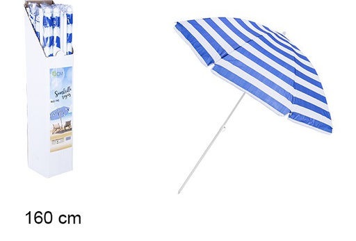 [106098] Blue/white striped beach umbrella 160 cm