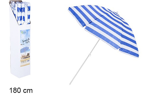 [106100] Blue/white striped beach umbrella 180 cm