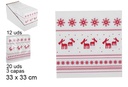 Pack 20 servilletas 3 capas decorado renos Navidad 33 cm