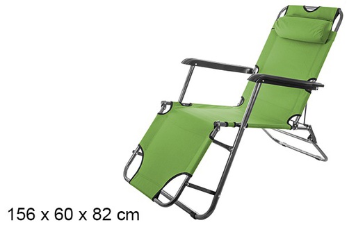 [105982] Silla playa plegable oxford color verde 156x60x80cm