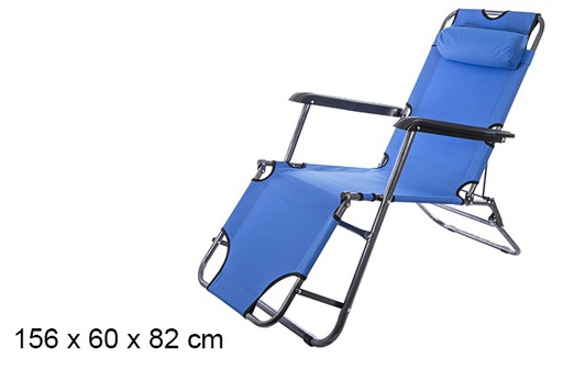 [105984] Silla playa plegable oxford color azul 156x60x80cm