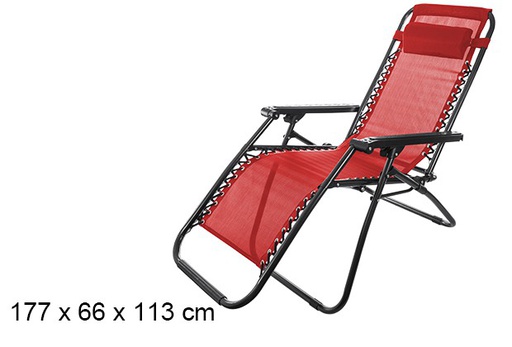 [106123] Silla playa plegable textilene color rojo 177x66x113cm