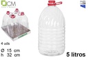 Garrafa redonda PET multiusos con asa 5 l.