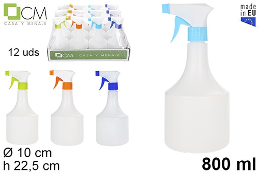 [102790] Garrafa de plástico branco com pulverizador 800 ml
