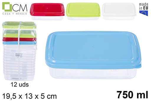 [107091] Boîte à lunch rectangulaire avec couvercle coloré 750 ml