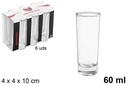 Pack 6 vasos chupito cristal alto 60 ml
