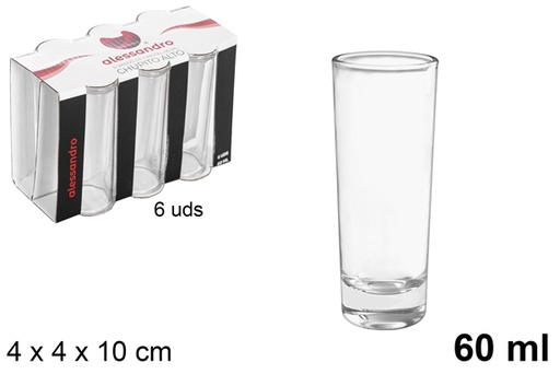 [105541] Pack 6 vaso cristal chupitos alto 60 ml