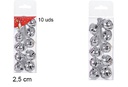 Pack 10 silver glitter bells 2,5 cm