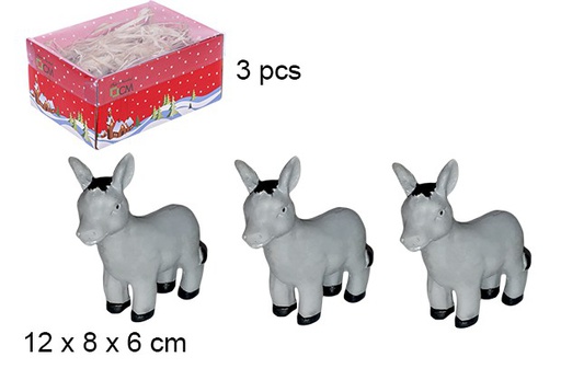 [106250] Pack 3 resin donkeys in a PVC lid box