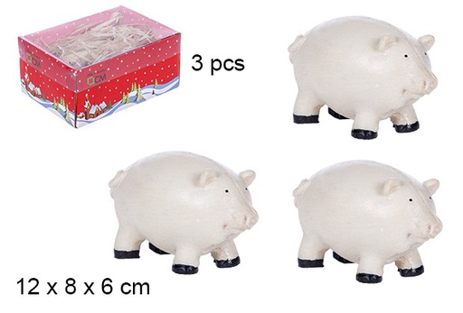 [106251] Set of 3 children's pigs resin box pvc lid