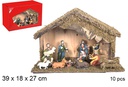 Nacimiento 10 piezas pesebre madera 39x18 cm