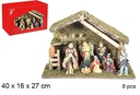 Nacimiento 8 piezas pesebre madera 40x16 cm