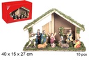 Nacimiento 10 piezas pesebre madera 40x15x27 cm