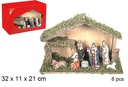 Nacimiento 8 piezas pesebre madera 32x11x21 cm