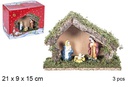 Nacimiento 3 piezas pesebre madera 21x9 cm
