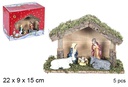 Nacimiento 5 piezas pesebre madera 22x9x15 cm