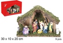 Nacimiento 9 piezas pesebre madera 30x10x20 cm