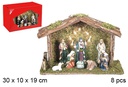 Nacimiento 8 piezas pesebre madera con luz LED