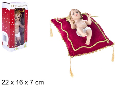 [106398]  Enfant jésus avec coussin 20cm