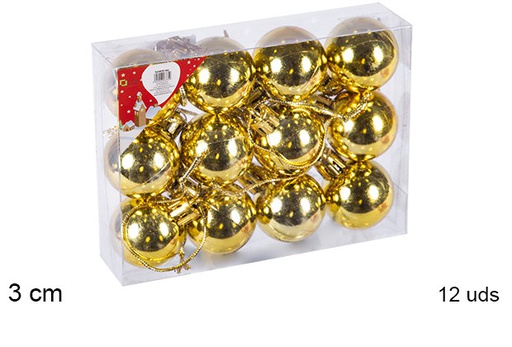 [106546] 12 boules dorées brillantes 3cm