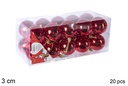 Pack 20 bolas rojo brillo 3 cm