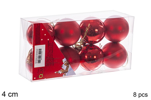 [106578] Pack 8 red shiny/matte bauble 4 cm