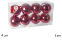 Pack 8 bolas rojo brillo 4 cm