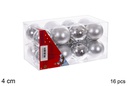 Pack 16 bolas plata brillo/mate 4 cm