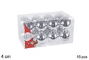 Pack 16 bolas plata brillo 4 cm