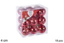 Pack 18 bolas rojo brillo 4 cm