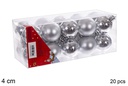 Pack 20 bolas plata brillo/mate 4 cm
