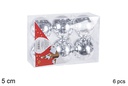 Pack 6 bolas plata brillo 5 cm