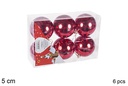 Pack 6 bolas rojo brillo 5 cm