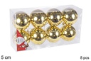Pack 8 bolas oro brillo 5 cm