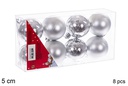 Pack 8 bolas plata brillo/mate 5 cm