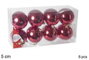 Pack 8 bolas rojo brillo 5 cm