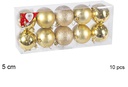 Pack 10 bolas oro brillo/mate/purpurina 5 cm