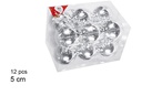 Pack 12 bolas plata brillo 5 cm